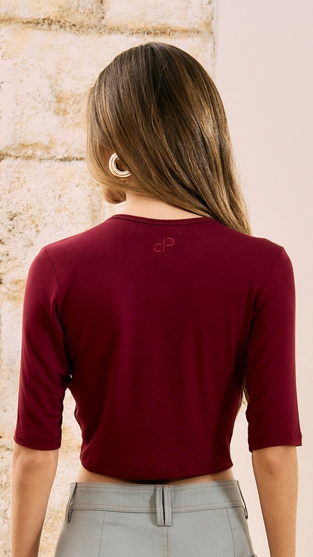 blusa open viscolinho cropped meia manga