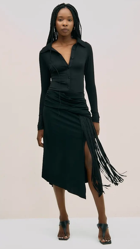 saia midi open franjas