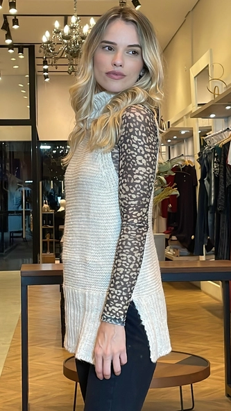 tricot sem manga alongado open