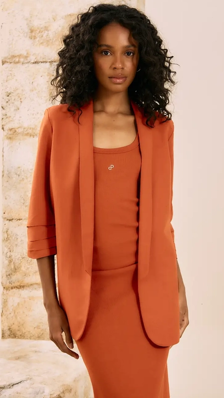 blazer linho open manga 3/4