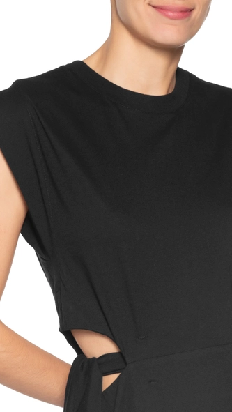 vestido midi animale vazado lateral