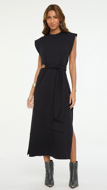 vestido midi animale vazado lateral