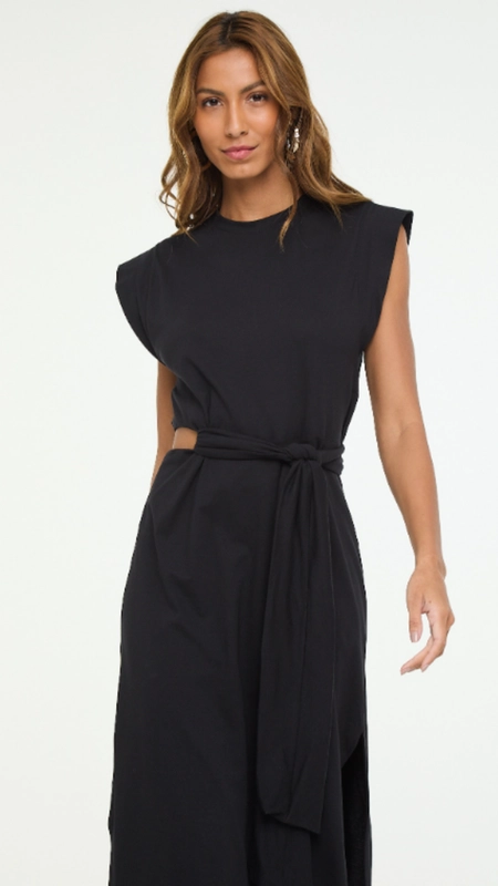 vestido midi animale vazado lateral