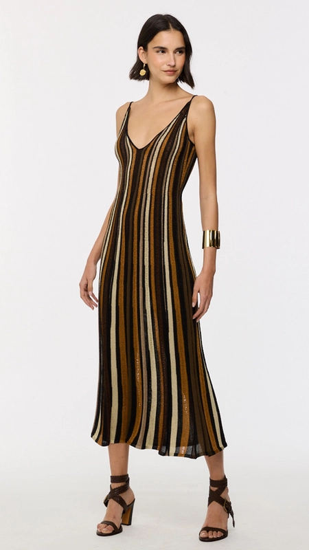 vestido midi animale tricot listra color shine