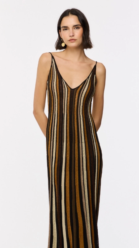 vestido midi animale tricot listra color shine