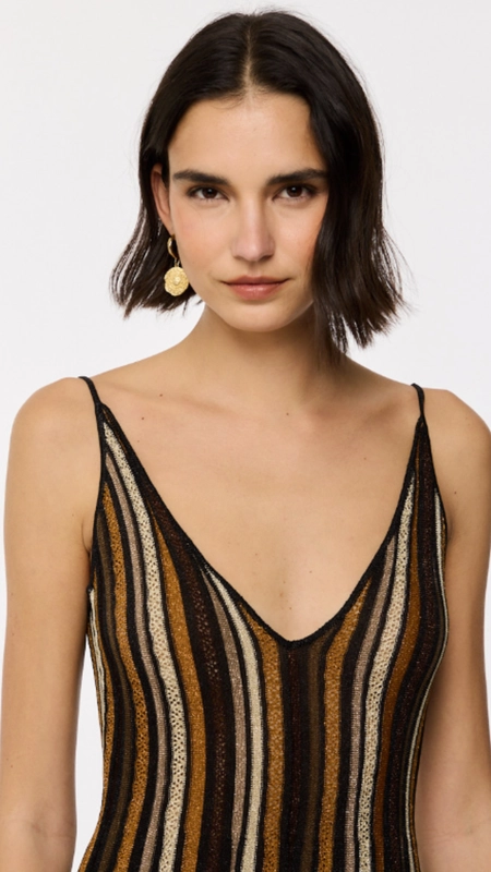 vestido midi animale tricot listra color shine