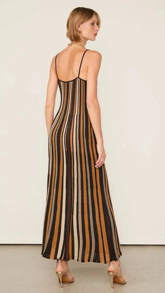 vestido midi animale tricot listra color shine