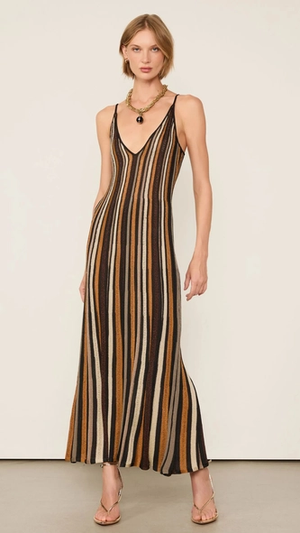 vestido midi animale tricot listra color shine