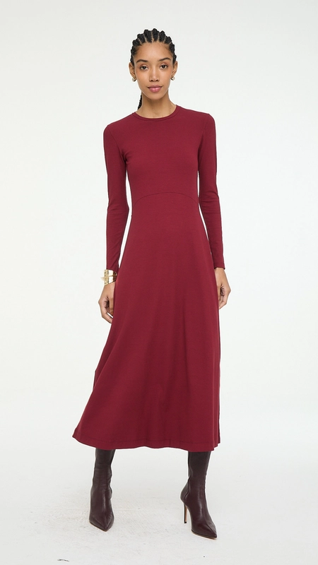 vestido midi animale manga longa