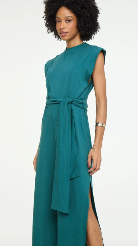 vestido midi animale vazado lateral