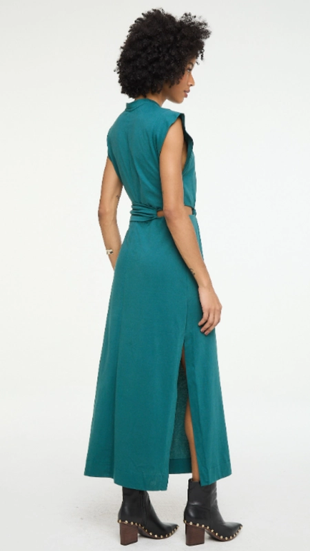 vestido midi animale vazado lateral