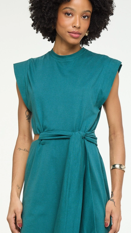 vestido midi animale vazado lateral