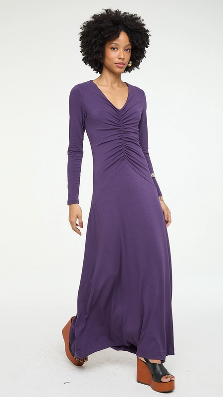 vestido longo animale franzido frente berry