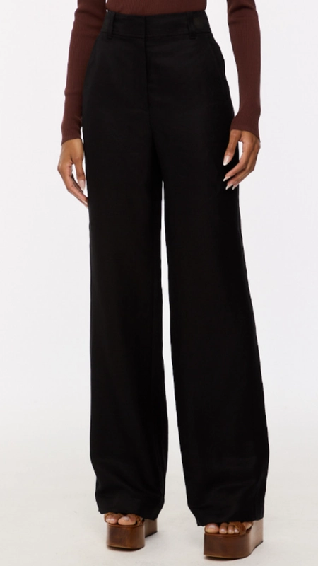 calça reta alfaiataria com linho animale