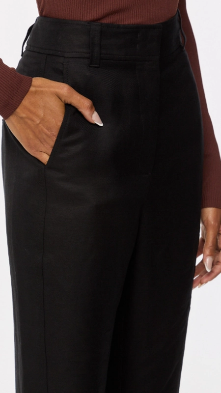 calça reta alfaiataria com linho animale