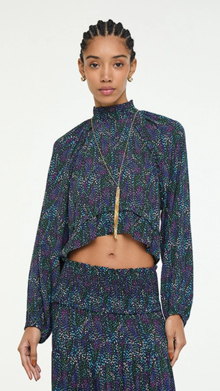 blusa animale raglan babados textura fairy