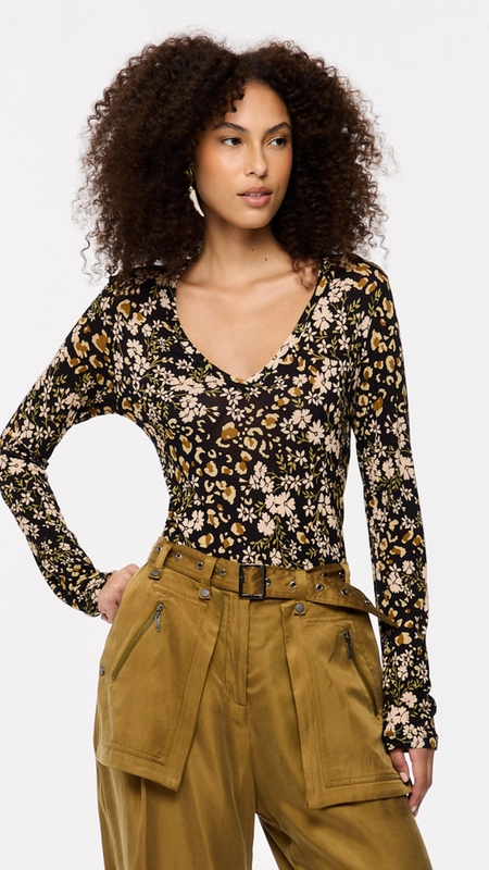 camiseta animale decote v manga longa liberty