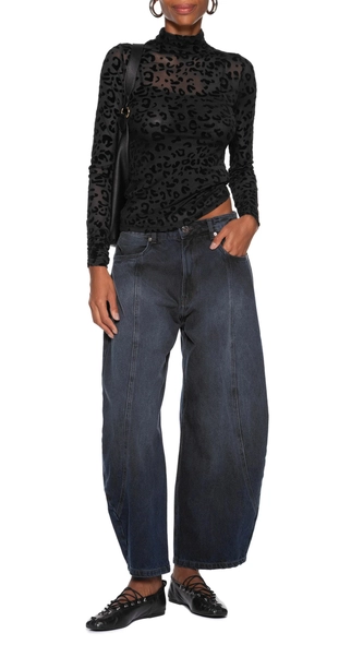 blusa ml devore onça gola alta animale jeans