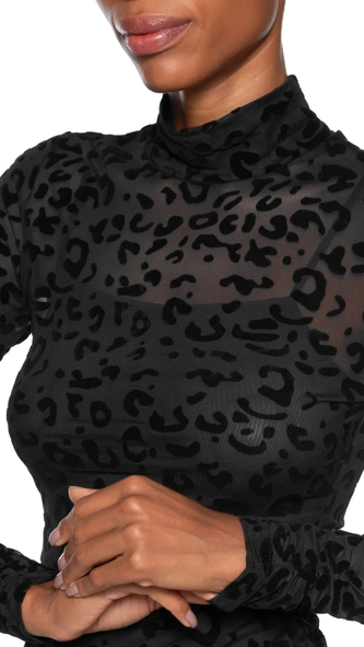 blusa ml devore onça gola alta animale jeans