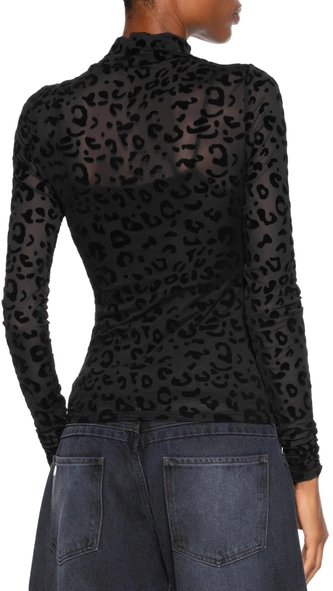 blusa ml devore onça gola alta animale jeans