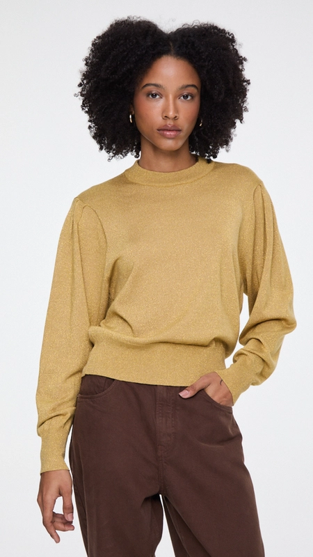 blusa tricot lurex pregas ombro animale jeans