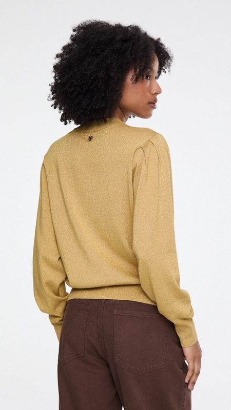 blusa tricot lurex pregas ombro animale jeans