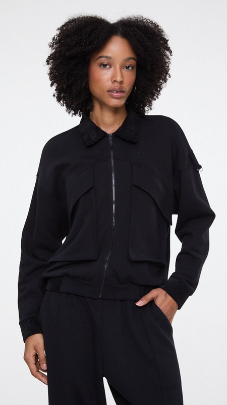 jaqueta moletom detalhes rib animale jeans cj