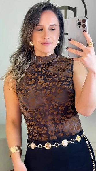 blusa devore onça sem manga animale jeans