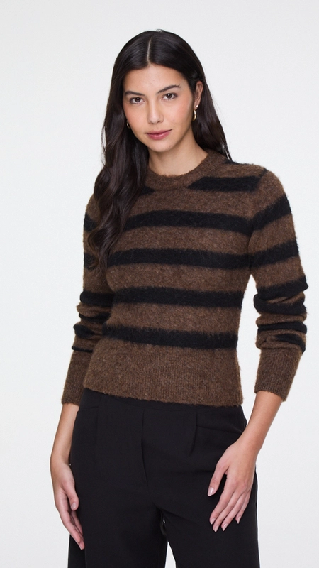 blusa tricot pelinho listrada animale jeans