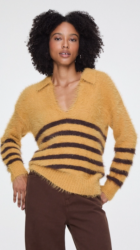 blusa tricot polo listrada animale jeans