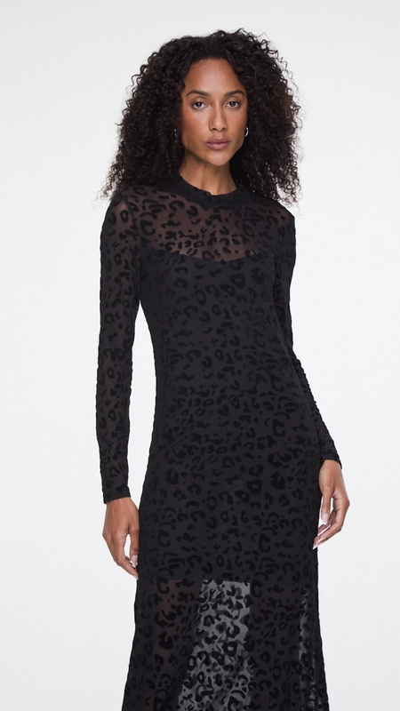 vestido midi devore onça ml animale jeans