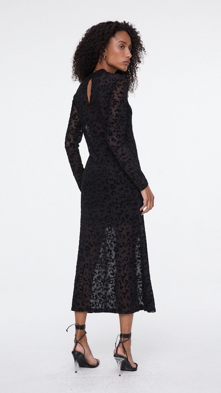 vestido midi devore onça ml animale jeans