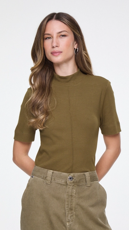 blusa mc gola alta ribana animale jeans