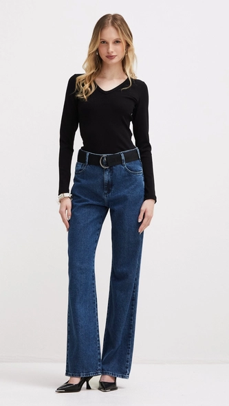 calça jeans raquel wide leg com cinto forum