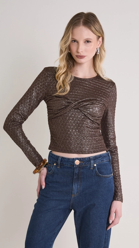 blusa metalizada texture glow forum