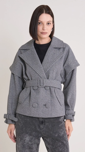 casaco transpassado com cinto forum