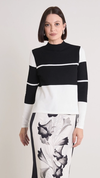 blusa tricô bicolor forum