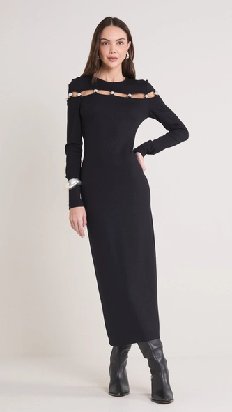 vestido midi manga longa esferas forum