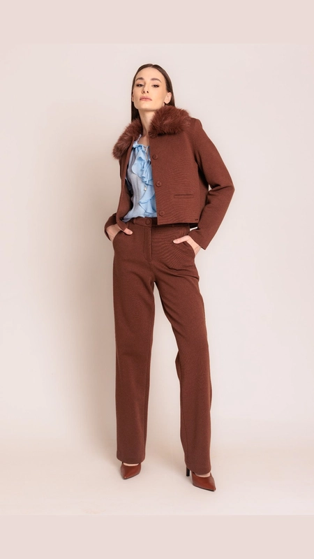 casaco gola pelo sport chic borda barroca