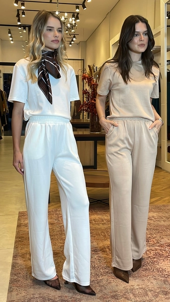 conjunto blusa mc e calca peach