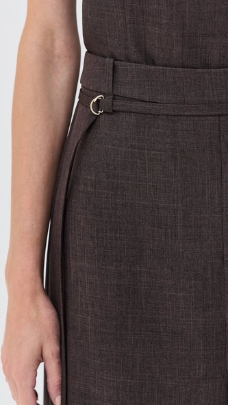 saia midi com cinto alfaiataria classic