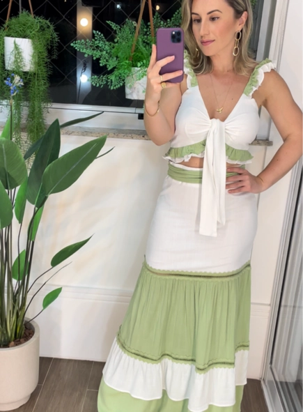 conjunto bicolor detalhe rendas