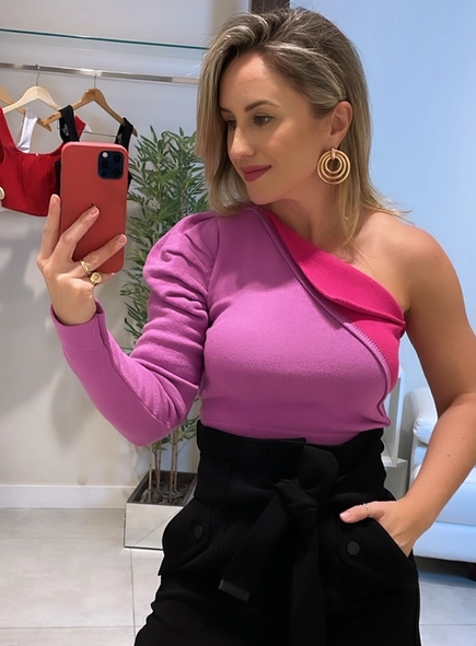 blusa modal um ombro