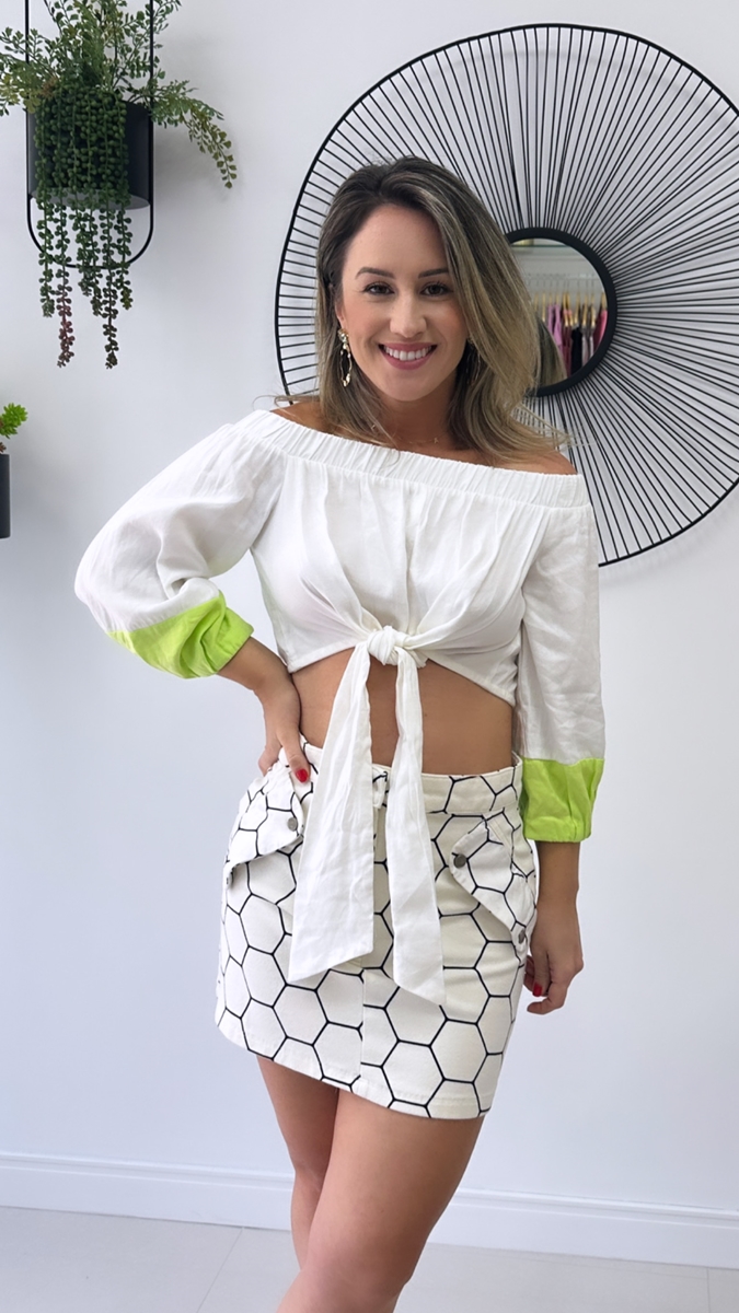 Blusa ombro a ombro com saia deals
