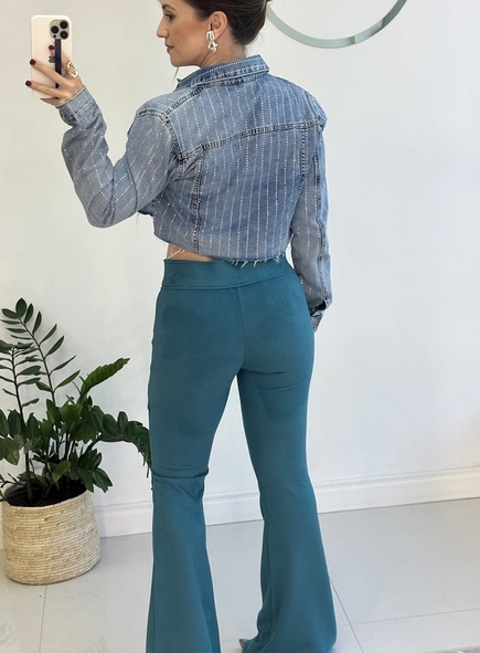 jaqueta jeans cropped cristais