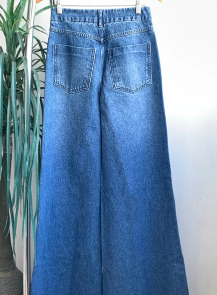 calca jeans pantalona open