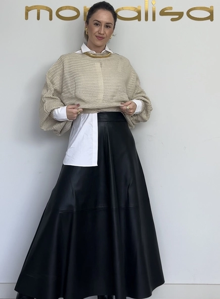 saia midi pu evasê lia