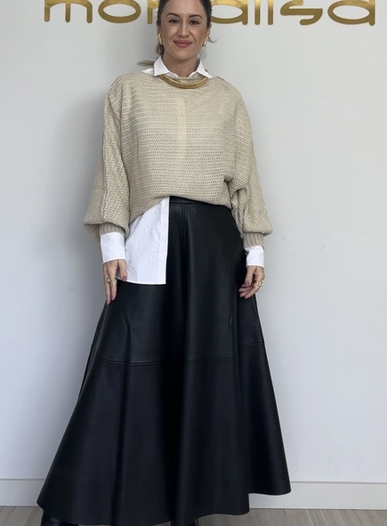 saia midi pu evasê lia