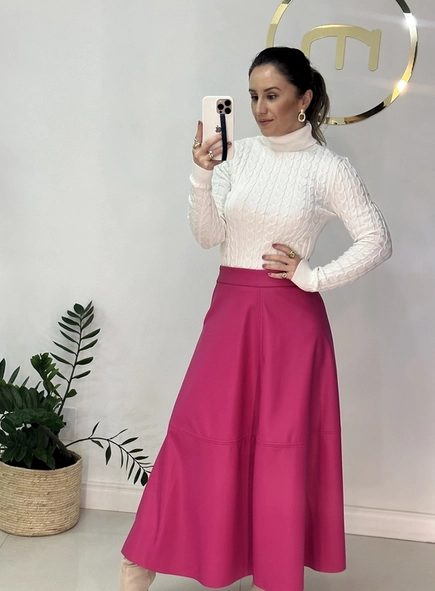 saia midi pu evasê lia