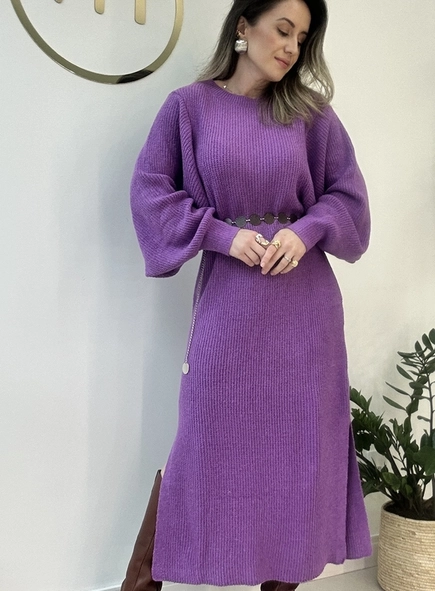 vestido tricot manga bufante bruna